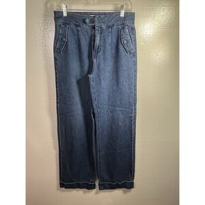 Kancan Wide Leg Jeans Trouser Womens 5/26 Flap Pockets Cuffed Leg